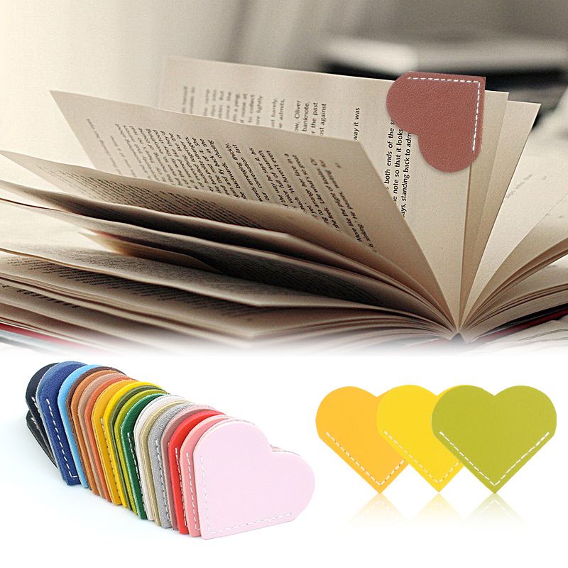 Creative Pu Leather Love Heart Portable Gift Bookmark
