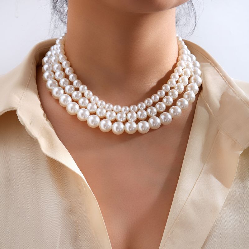 Fashion Round Artificial Pearl Women's Necklace 1 Piece