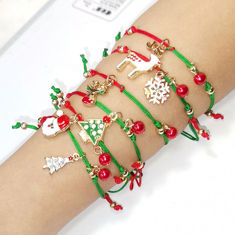 Les Bracelets Des Femmes De Strass D'incrustation D'électrodéposition D'alliage De Père Noël D'arbre De Noël De Mode 1 Morceau