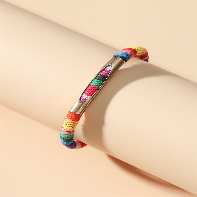 Mode Regenbogen Kupfer Stricken Armbänder 1 Stück