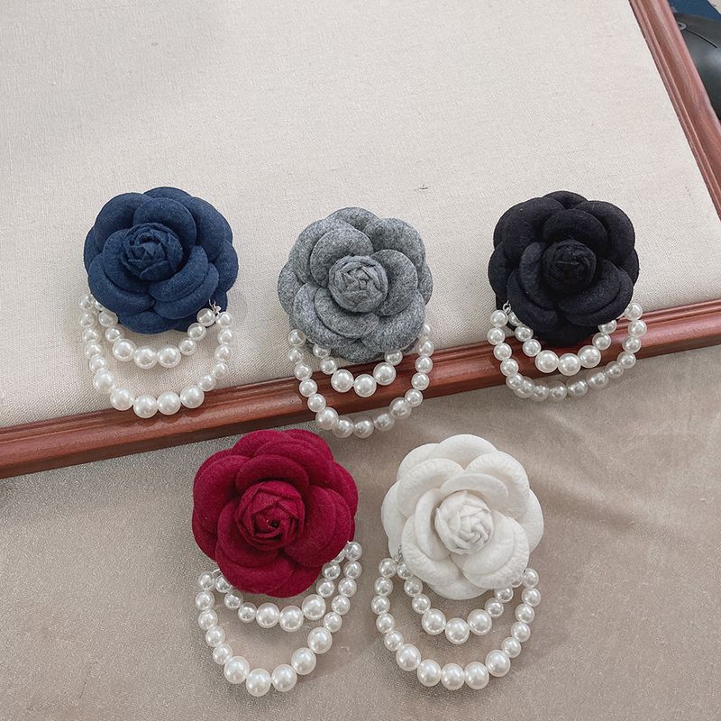 Moda Flor Tela Con Cuentas Mujeres Broches