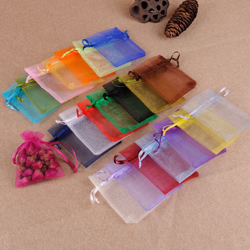 Einfacher Stil Einfarbig Organza Kordelzug Schmuck Verpackungstaschen