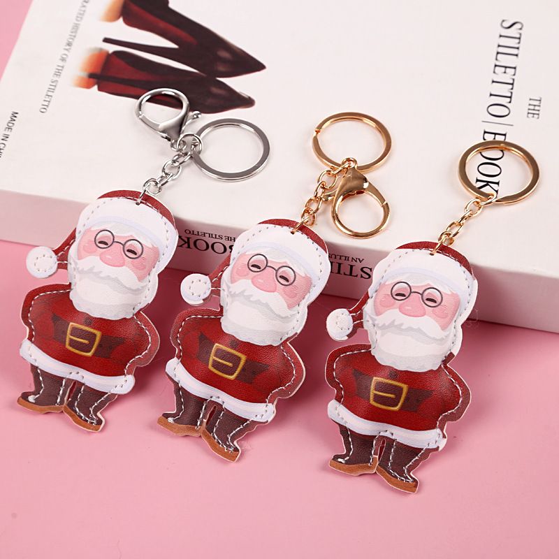 Cute Santa Claus Alloy Plush Plating Bag Pendant Keychain