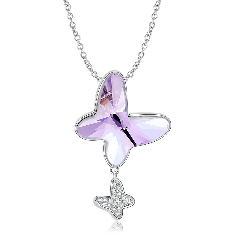 Fashion Butterfly Silver Plating Artificial Diamond Necklace