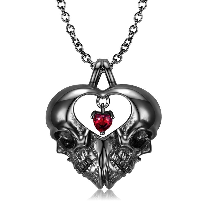 Punk Skull Silver Plating Artificial Diamond Necklace