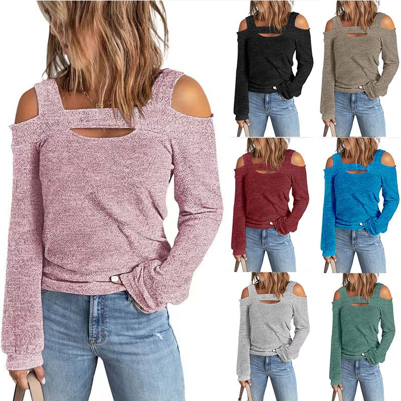Women's T-shirt Long Sleeve T-shirts Backless Fashion Solid Color