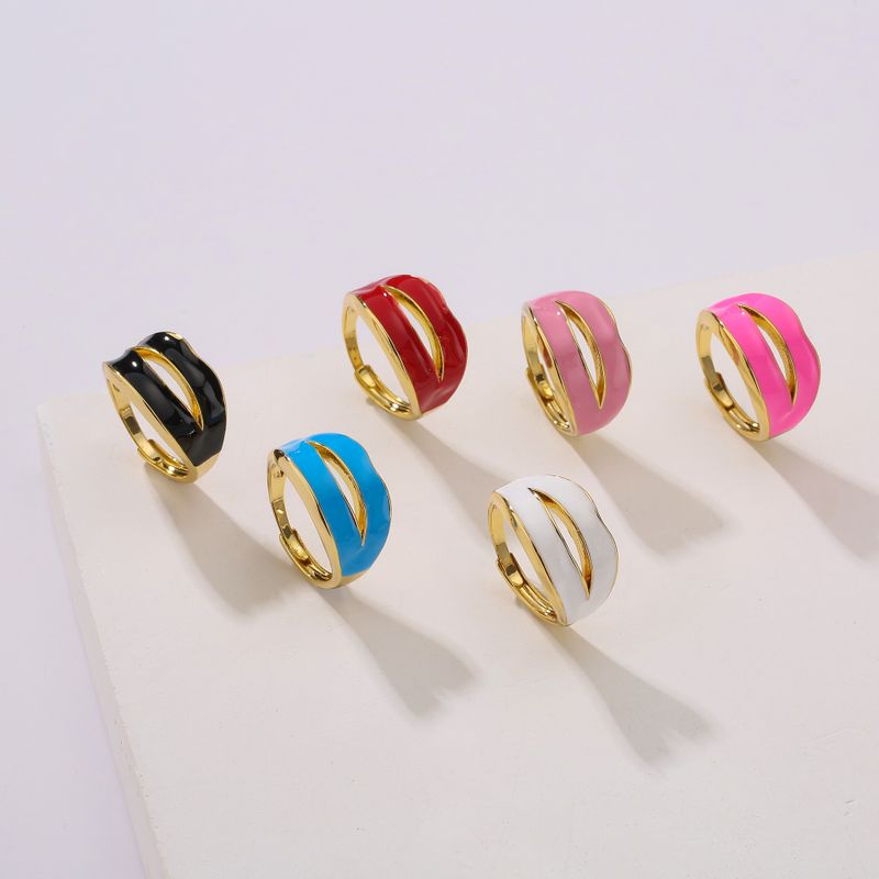 Fashion Solid Color Copper Irregular Plating Open Ring 1 Piece