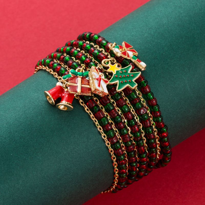 Mode Weihnachtsbaum Süssigkeit Legierung Perlen Emaille Frau Armbänder