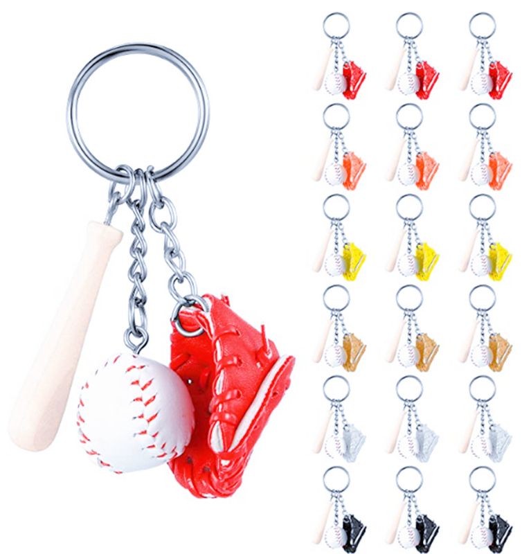 موضة البيسبول جلد غير حقيقي للجنسين قلادة حقيبة سلسلة مفاتيح