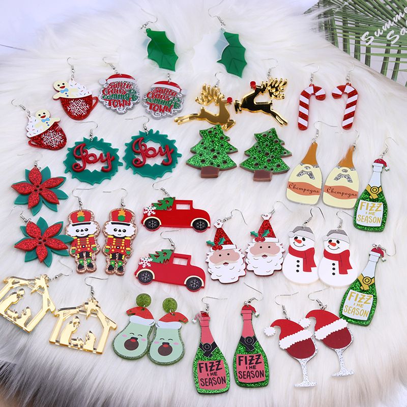 Simple Style Christmas Tree Santa Claus Arylic Stoving Varnish Women's Earrings 1 Pair