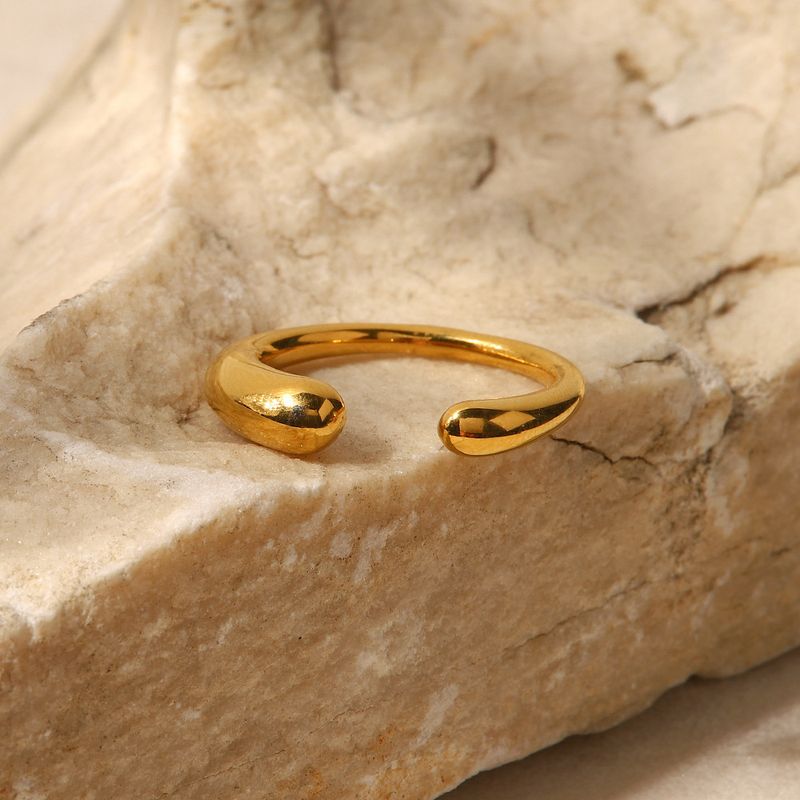 Mode Einfarbig Rostfreier Stahl Überzug Vergoldet Offener Ring