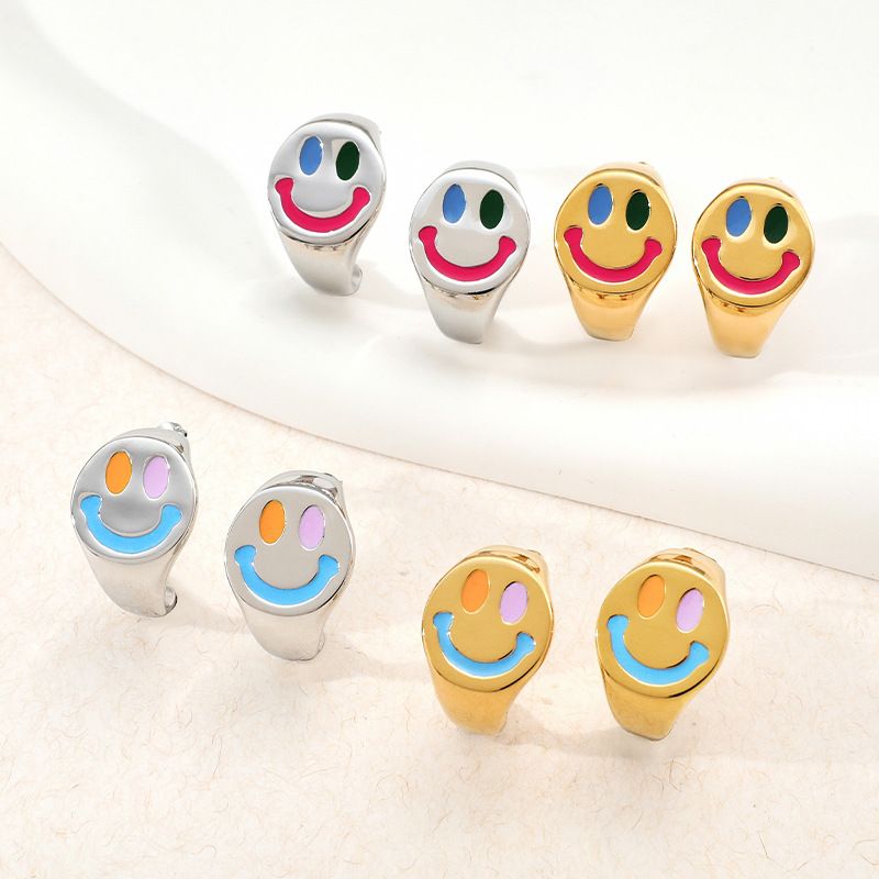 Fashion Smiley Face Stainless Steel Plating Earrings 1 Pair