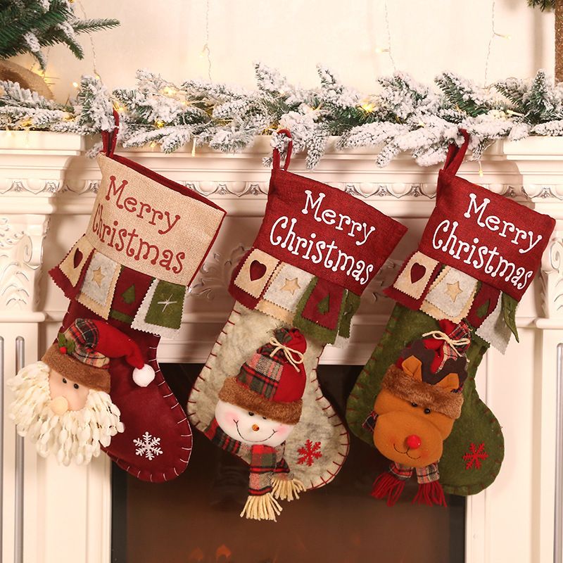 Christmas Fashion Santa Claus Snowman Elk Cloth Banquet Christmas Socks 1 Piece