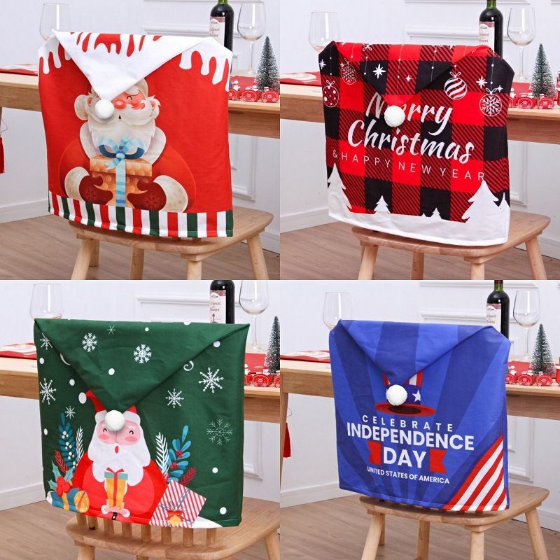 Christmas Cute Santa Claus Brushed Cloth Party Chair Cover