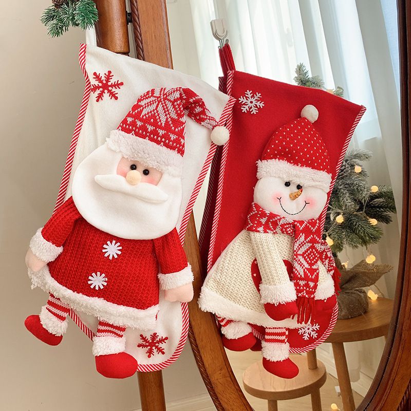 Christmas Fashion Santa Claus Snowman Cloth Nonwoven Party Christmas Socks