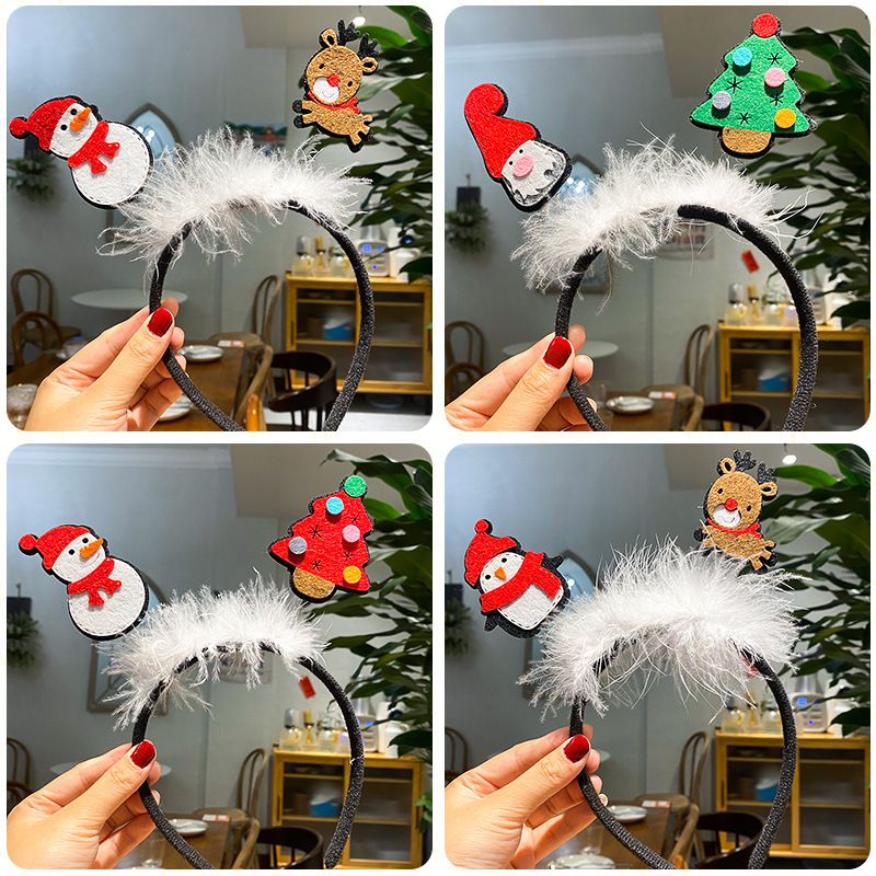 Cartoon Style Christmas Tree Snowman Cloth Hair Band