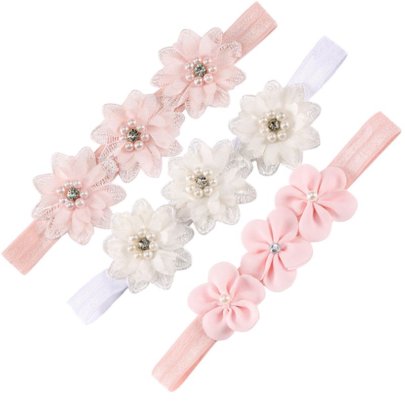 Fashion Solid Color Flower Cloth Pearl Lace Hair Band 1 Piece
