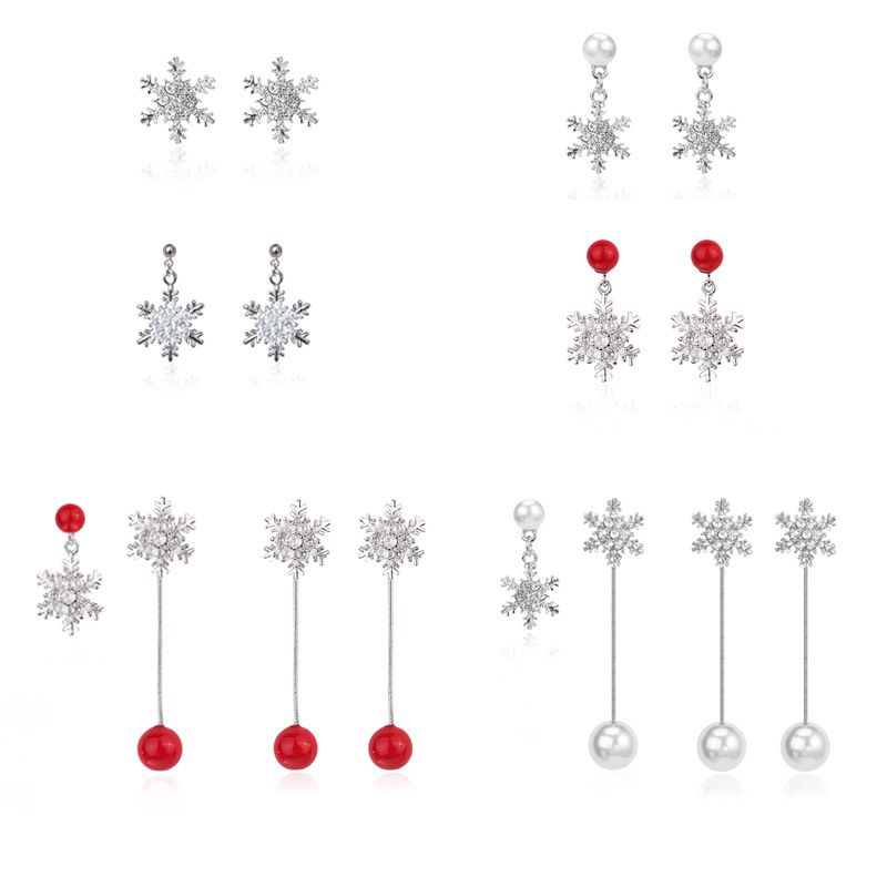 Fashion Snowflake Alloy Rhinestones Women's Drop Earrings 1 Pair