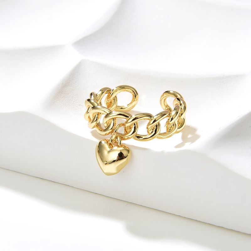 Fashion Heart Shape Gold Plated Plating Women's Open Ring 1 Piece