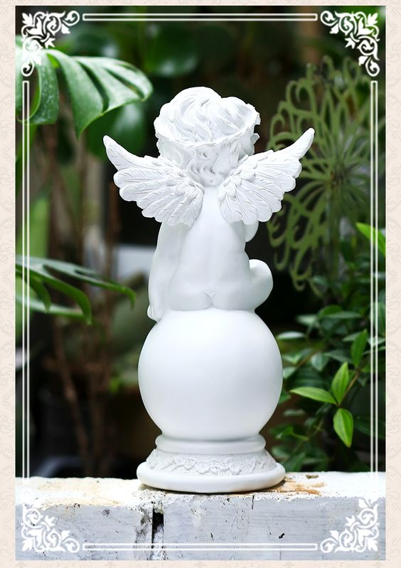 New Pure White Sitting Top Little Angel Diy Religious Decoration Birthday Gift Resin Crafts