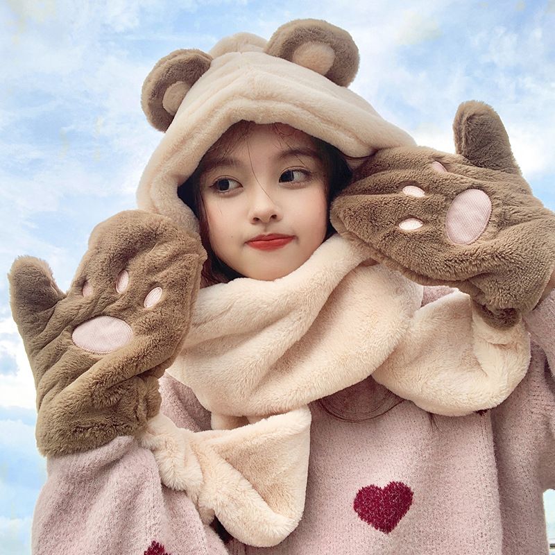 Women's Cute Bear Wool Cap
