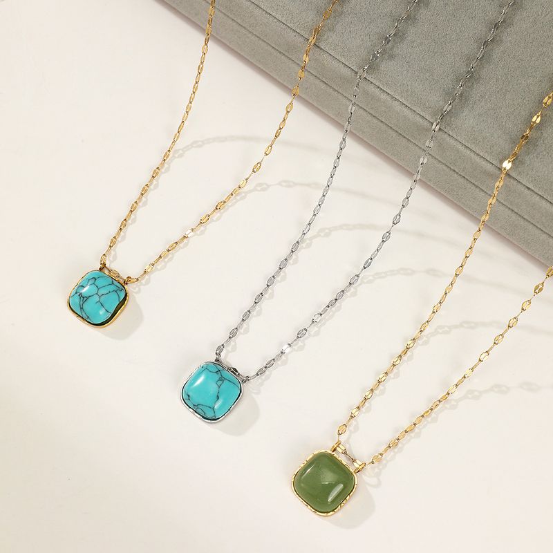 Fashion Geometric Stainless Steel Plating Turquoise Pendant Necklace 1 Piece