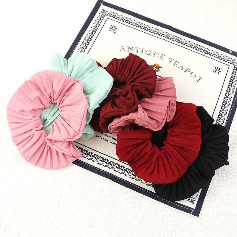 Simple Style Solid Color Cloth Pleated Hair Tie 1 Piece