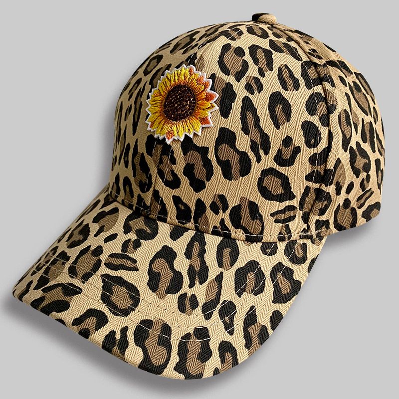 Women's Fashion Sunflower Leopard Embroidery Baseball Cap
