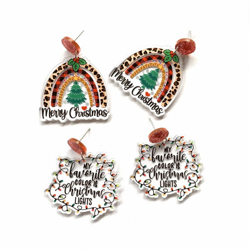 1 Pair Cartoon Style Christmas Tree Letter Arylic Earrings