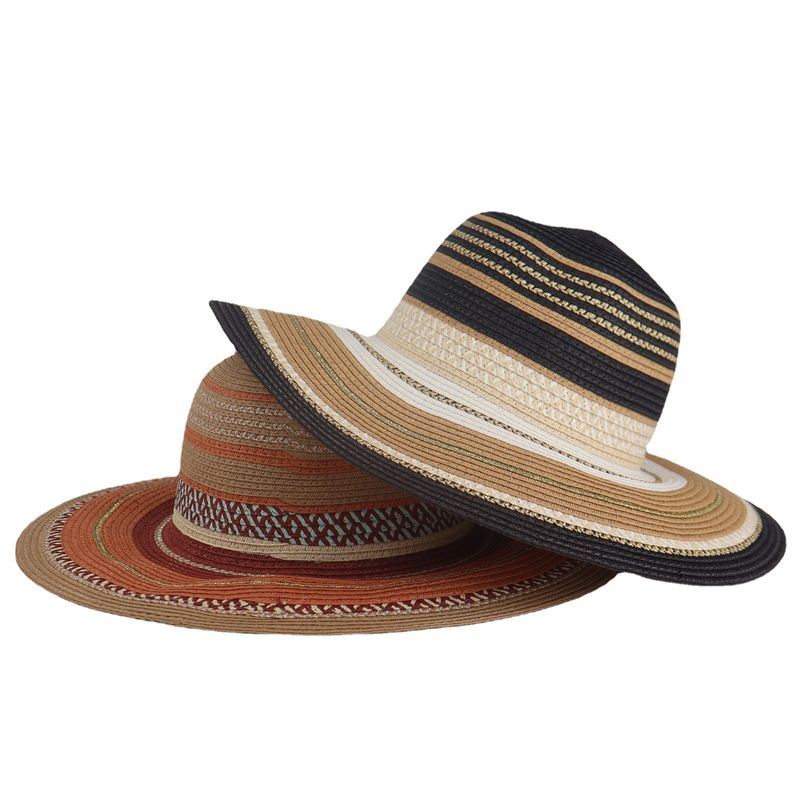 Unisex Basic Stripe Big Eaves Sun Hat