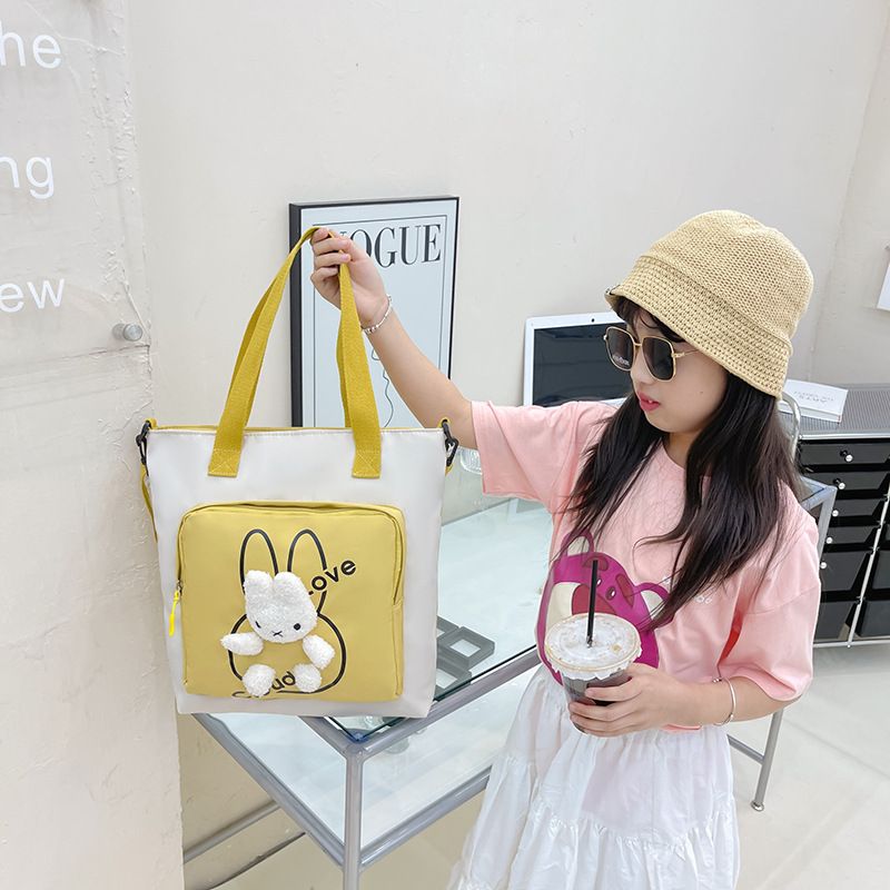 Kid's Large Spring&summer Canvas Animal Cute Square Zipper Tote Bag