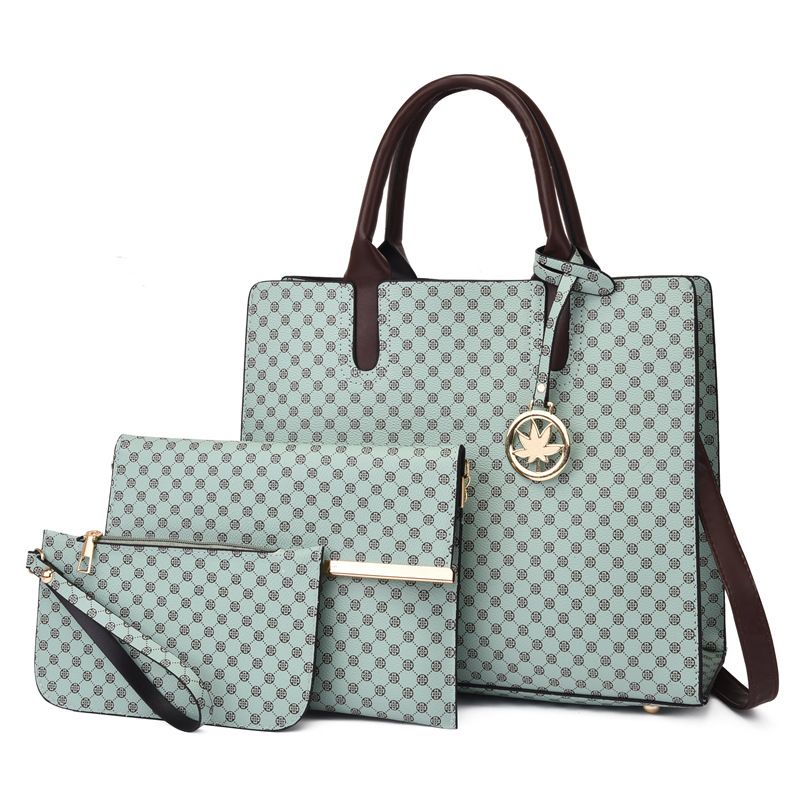 Women's Large All Seasons Pu Leather Geometric Vintage Style Square Zipper Bag Sets