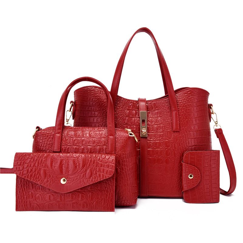 Women's Large All Seasons Pu Leather Solid Color Fashion Square Zipper Bag Sets