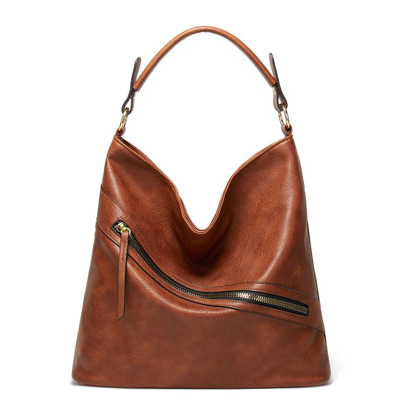 Women's Large All Seasons Pu Leather Solid Color Vintage Style Square Zipper Shoulder Bag