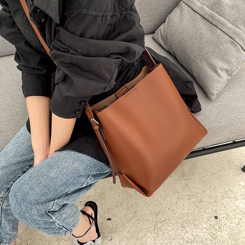 Frau Groß Alle Jahreszeiten Pu-leder Vintage-stil Eimertasche