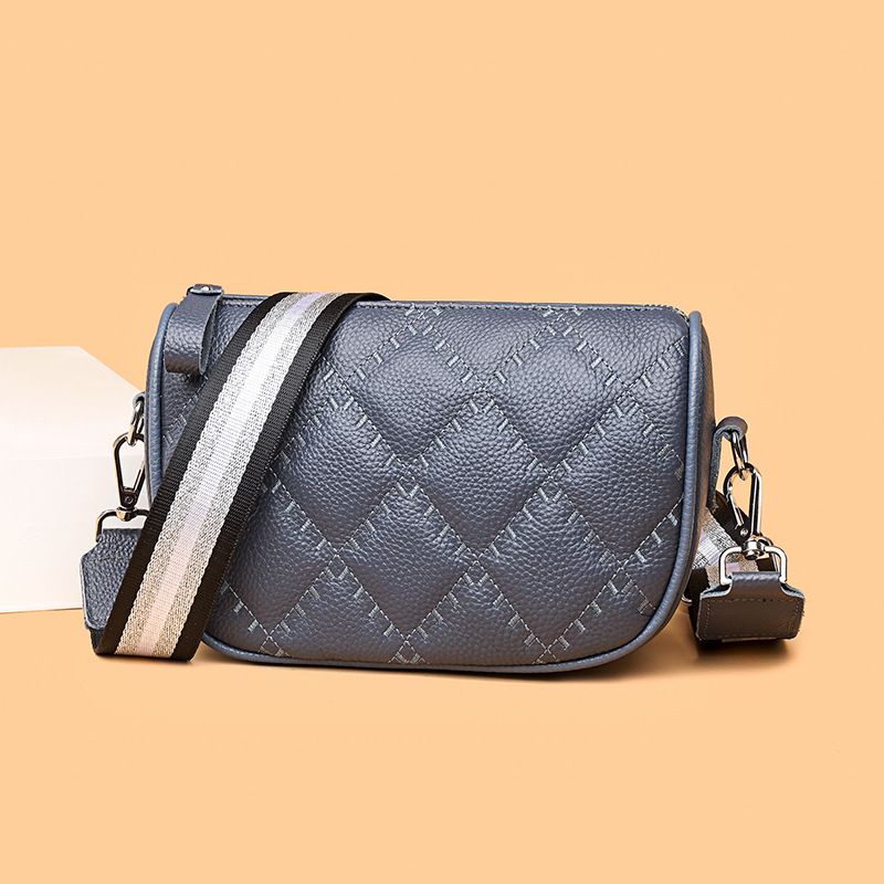 Women's Medium Pu Leather Lingge Fashion Square Zipper Crossbody Bag