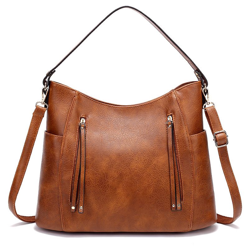 Women's Medium Pu Leather Solid Color Fashion Tassel Square Zipper Crossbody Bag