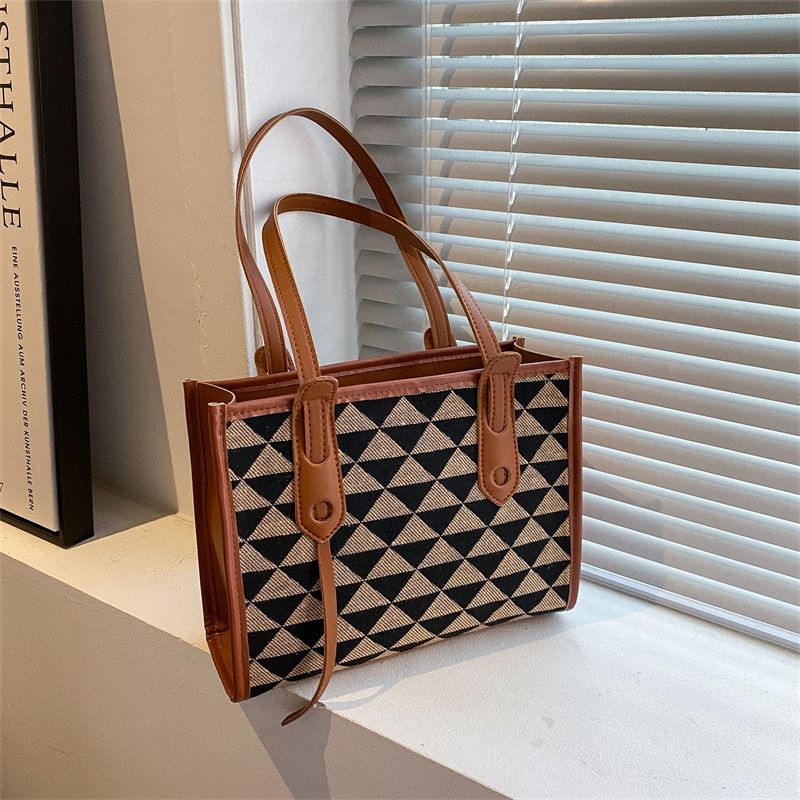 Women's Large Spring&summer Pu Leather Geometric Fashion Bucket Zipper Tote Bag