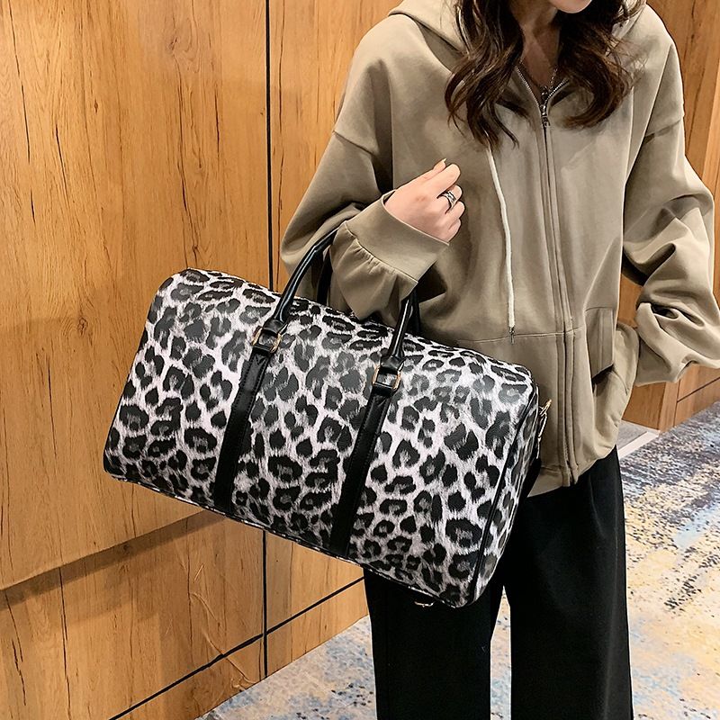 Unisex Fashion Leopard Pu Leather Travel Bags