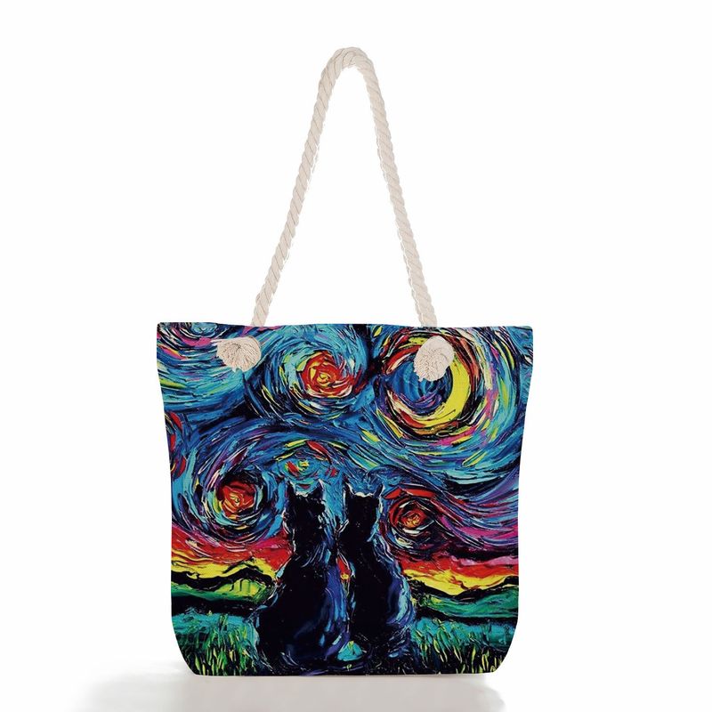 Women's Fashion Animal Starry Sky Canvas Shopping Bags