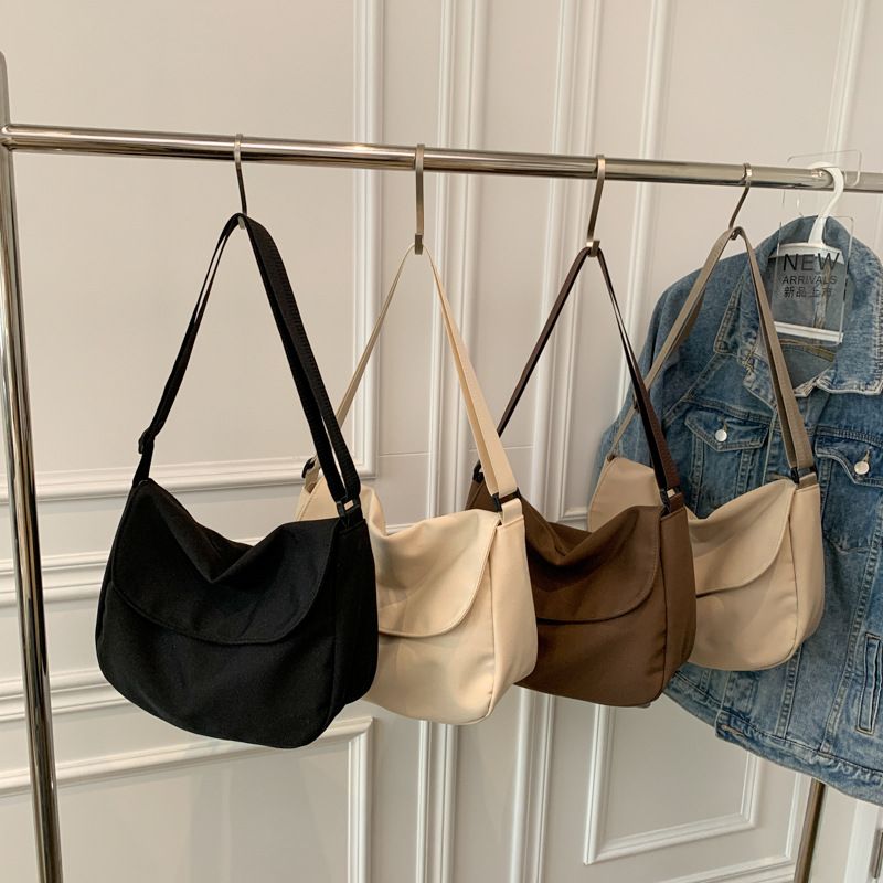Women's Small Summer Spring Oxford Cloth Solid Color Fashion Dumpling Shape Flip Cover Shoulder Bag