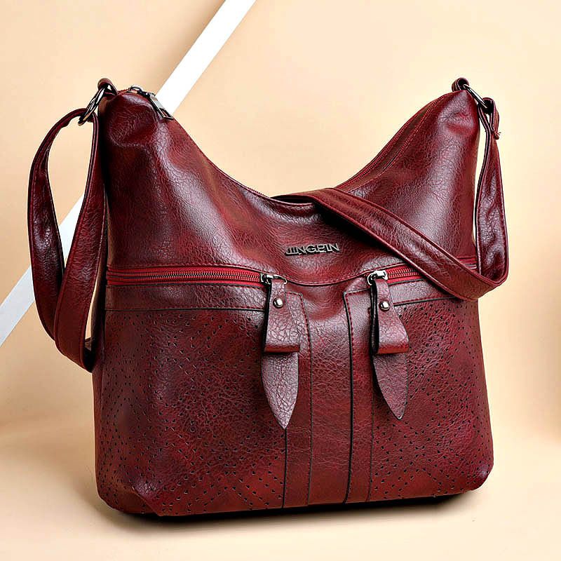 Women's Medium Summer Pu Leather Geometric Vintage Style Square Zipper Tote Bag