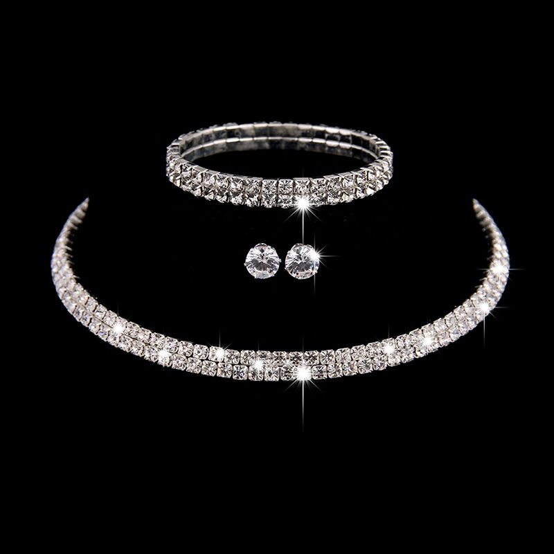 Fashion Geometric Alloy Inlay Rhinestones Women's Bracelets Earrings Necklace