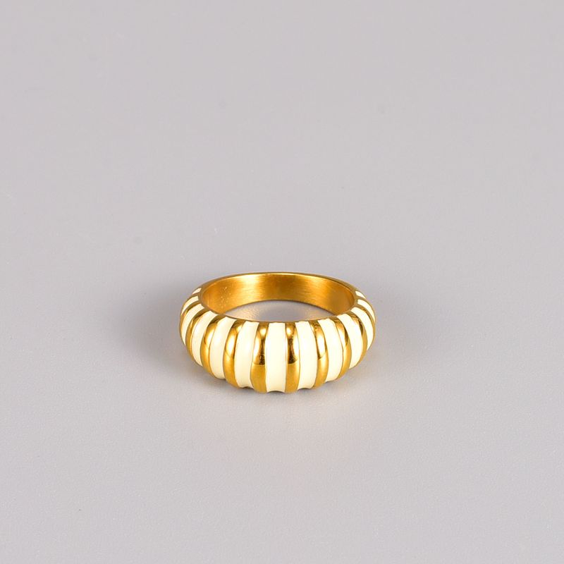 Mode Geometrisch Streifen Titan Stahl Emaille Vergoldet Ringe 1 Stück