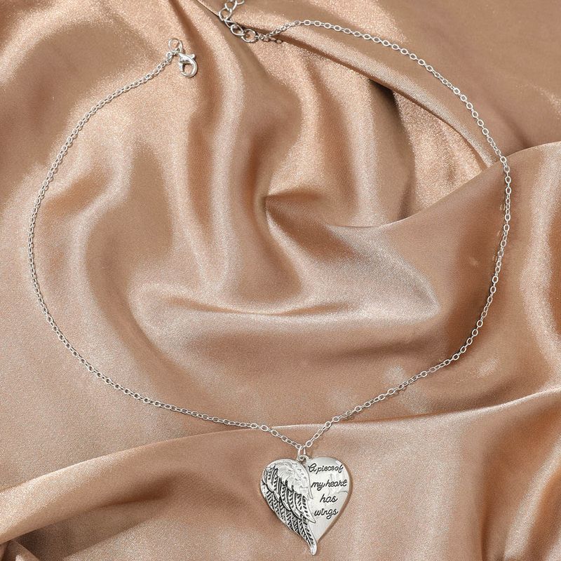 Elegant Letter Heart Shape Wings Alloy Plating Women's Pendant Necklace 1 Piece