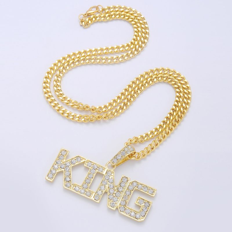 Simple Style Letter Alloy Plating Rhinestones Women's Pendant Necklace 1 Piece