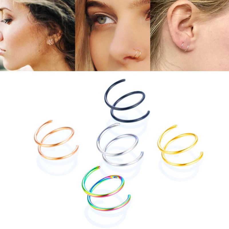 Simple Style Solid Color Stainless Steel Plating Nose Ring