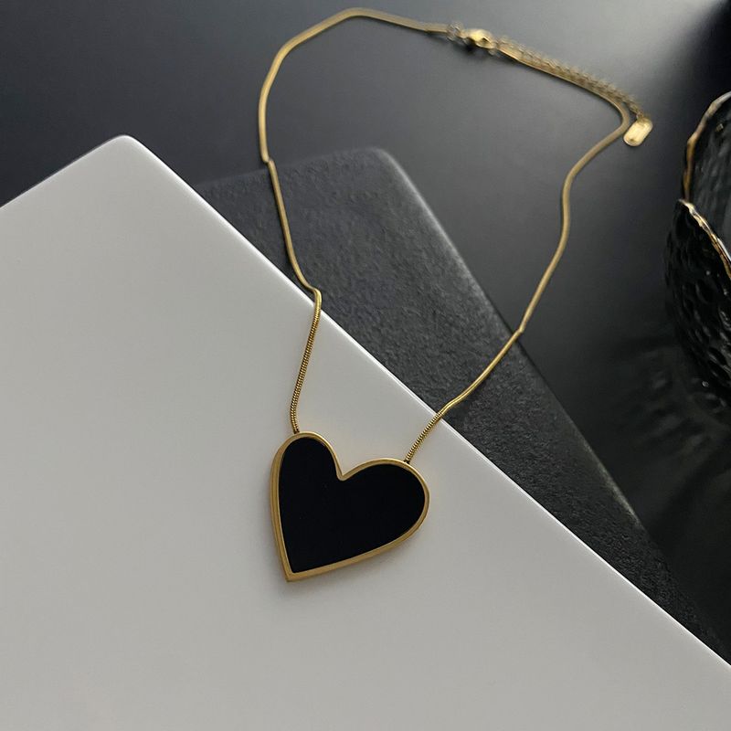 Wholesale Simple Style Heart Shape Titanium Steel Inlay Glass Earrings Necklace
