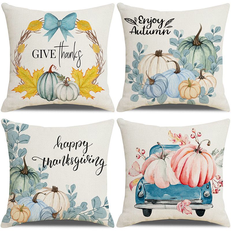 Pastoral Pumpkin Linen Pillow Cases