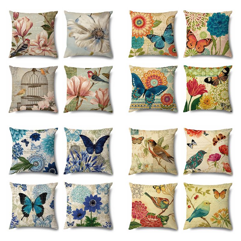 Fashion Animal Flower Linen Pillow Cases